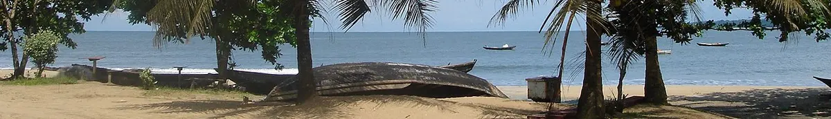 Cameroon Kribi beach with boats